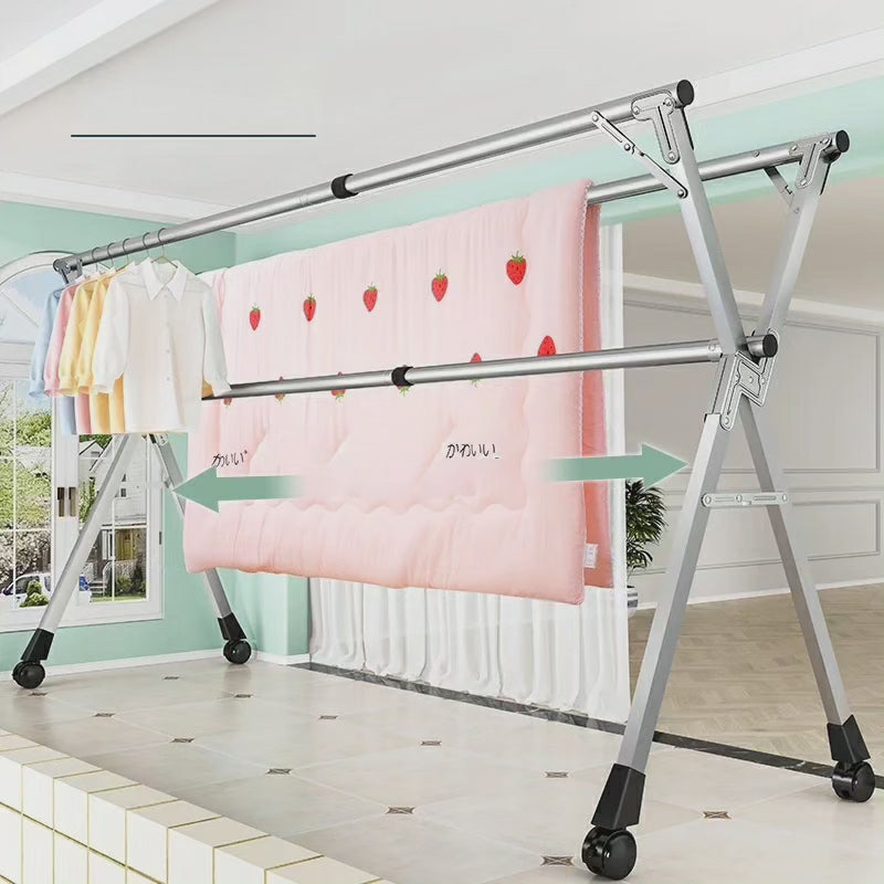 Stainless Steel Foldable Clothes Rack for Indoor and Balcony Use