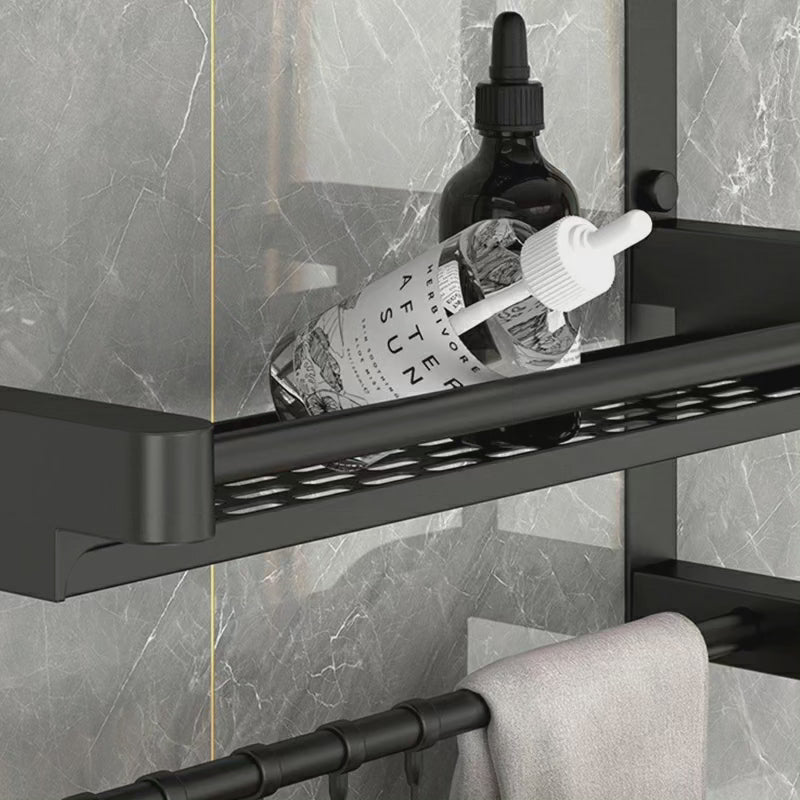 Multi-Purpose Double Layer Bathroom Shelf in Black