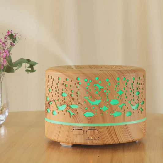 Ultrasonic Aroma Diffuser Humidifier with Remote Control and Wooden Design