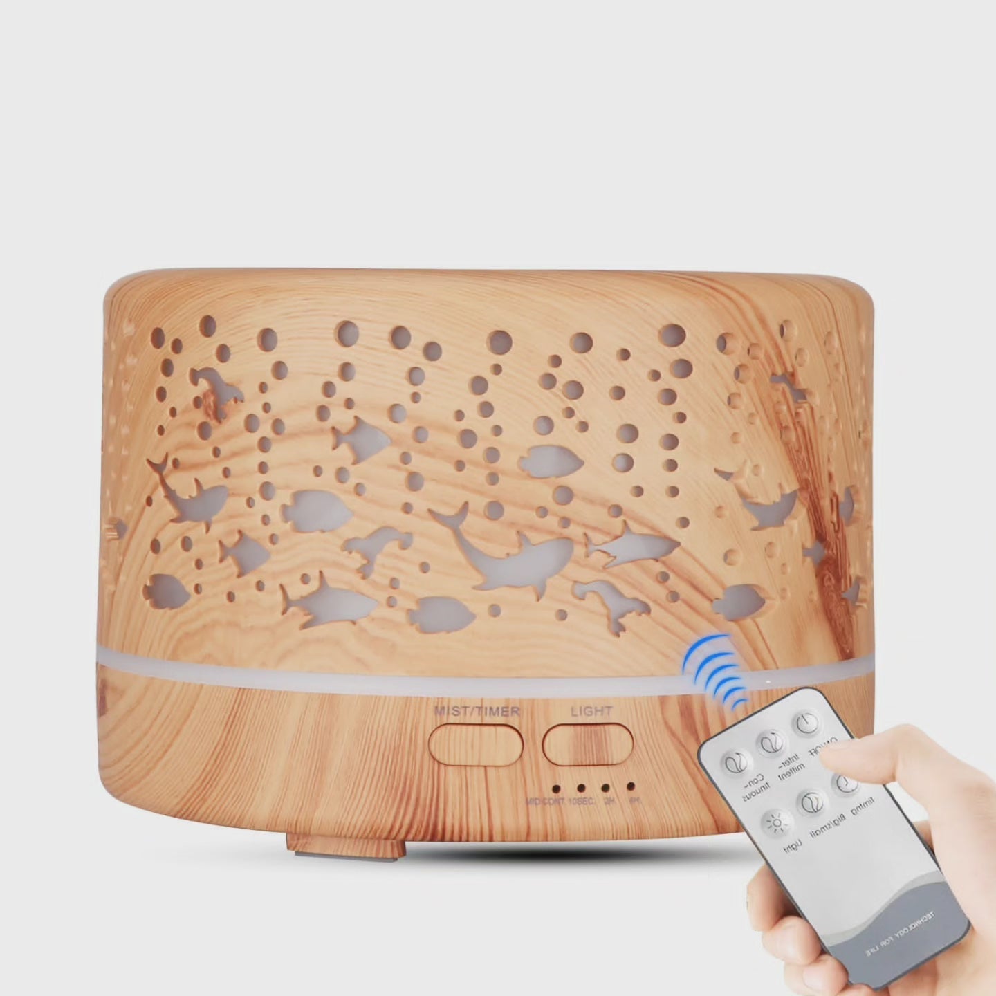 Ultrasonic Aroma Diffuser Humidifier with Remote Control and Wooden Design