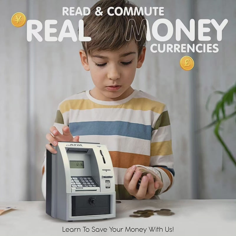 ATM Piggy Bank for Kids - Coin and Bill Savings Bank