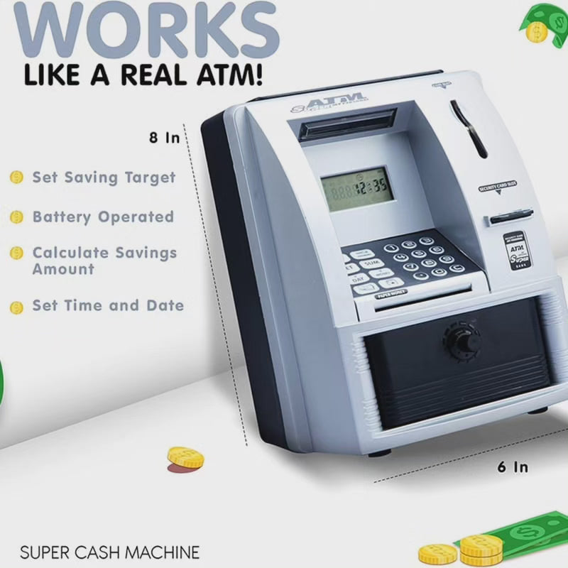 ATM Piggy Bank for Kids - Coin and Bill Savings Bank