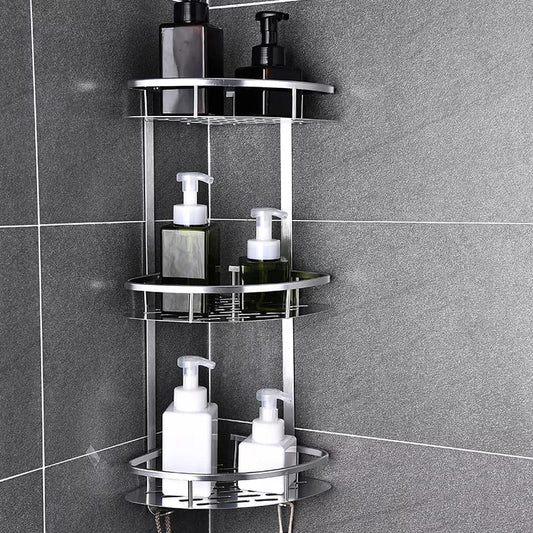 3-Tier Aluminum Bathroom Corner Shelf Organizer