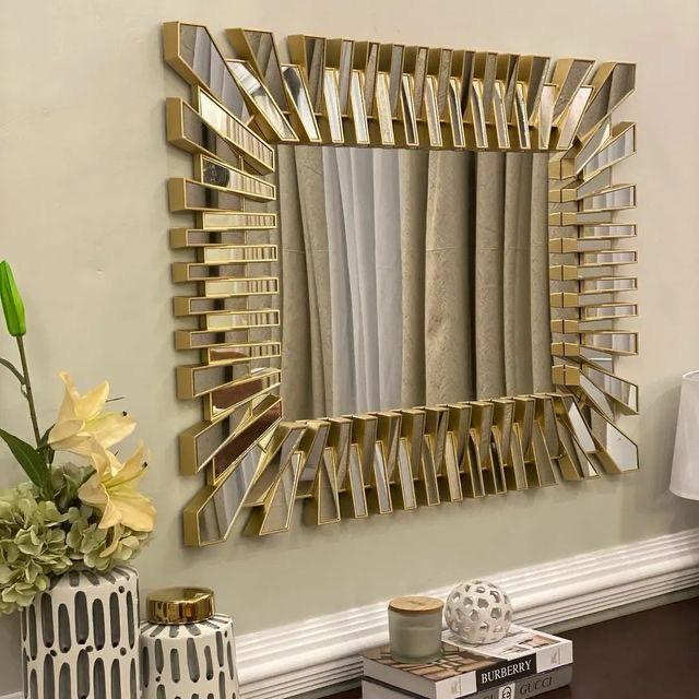 Modern Rectangular Mirror in Gold or Black