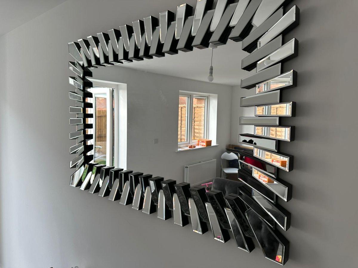 Modern Rectangular Mirror in Gold or Black