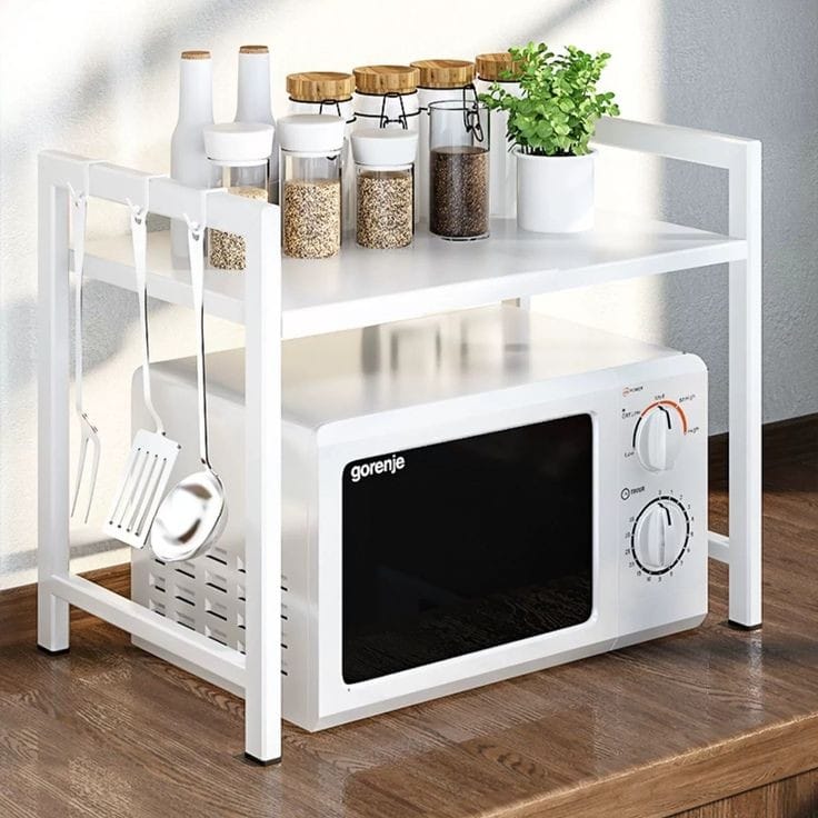 Contemporary Microwave Stand in Black or White
