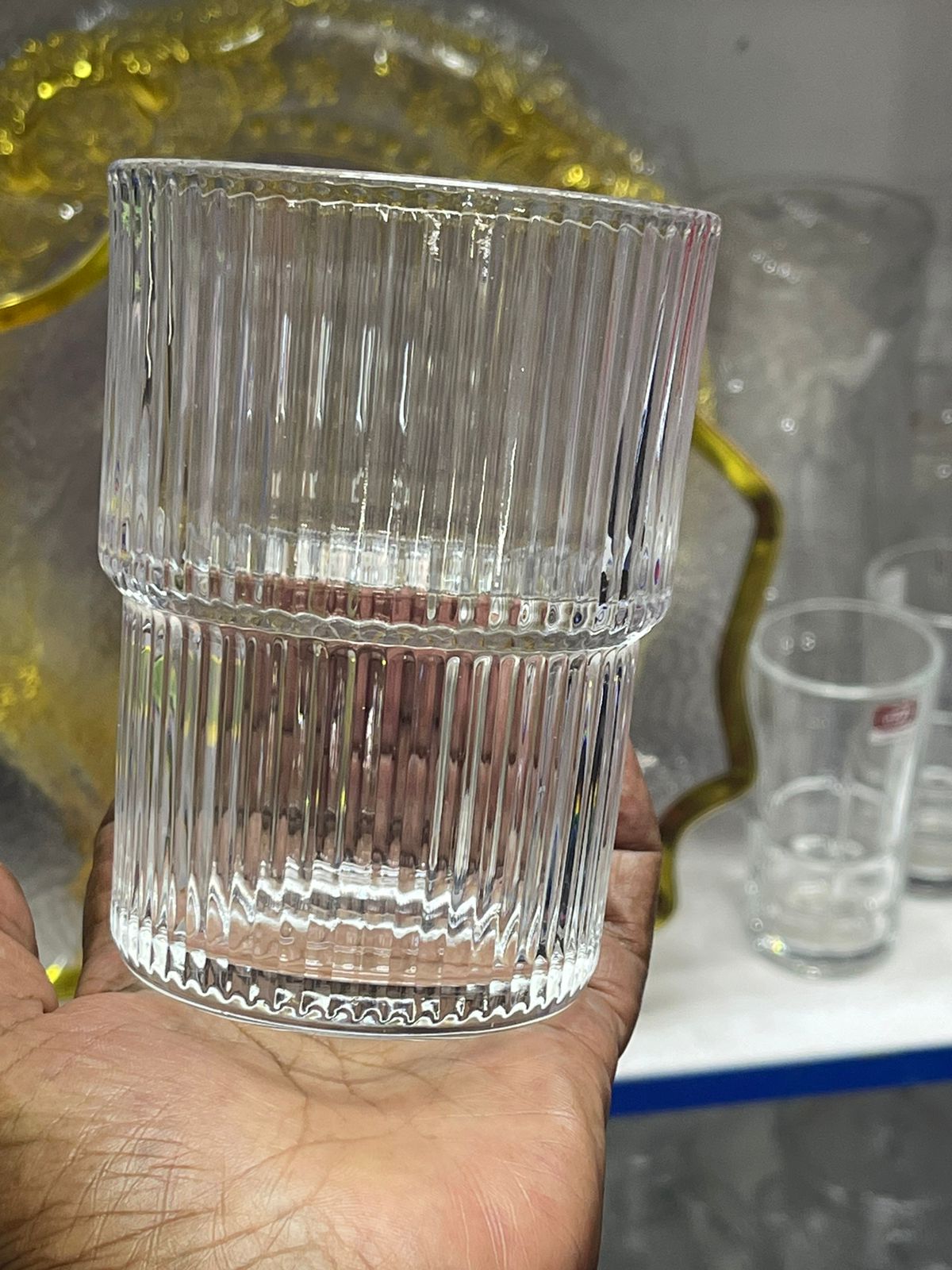 Ribbed Glasses Set - 6Pc, 450ml Capacity