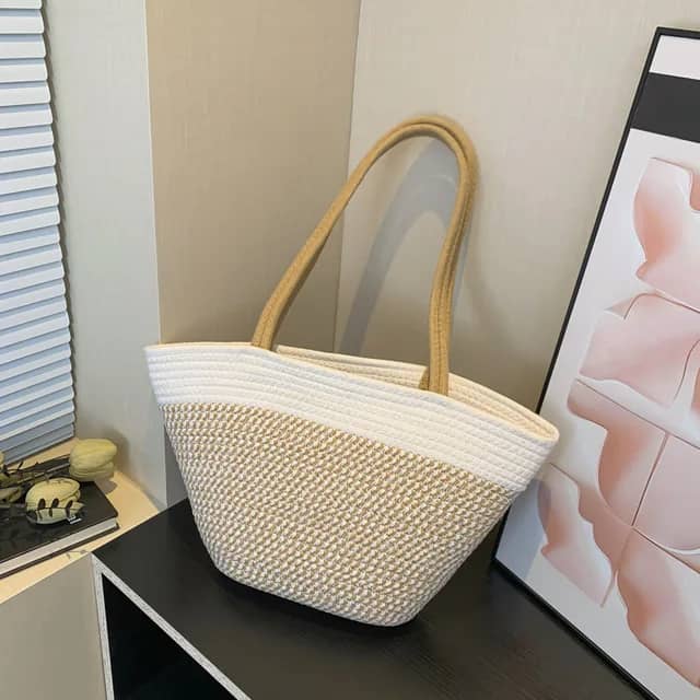 Spacious Straw Woven Tote Bag
