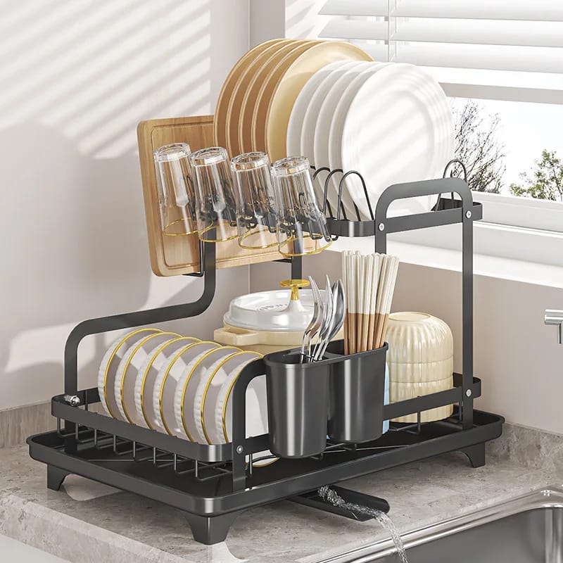 Two-Tier Stainless Steel Dish Drying Rack
