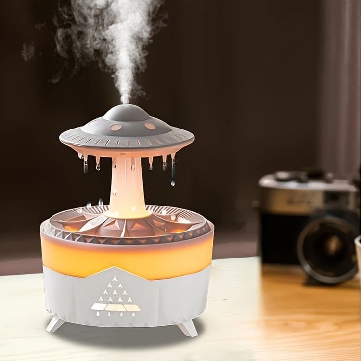 Ultrasonic Glass Water Drop Humidifier with Wood Finish