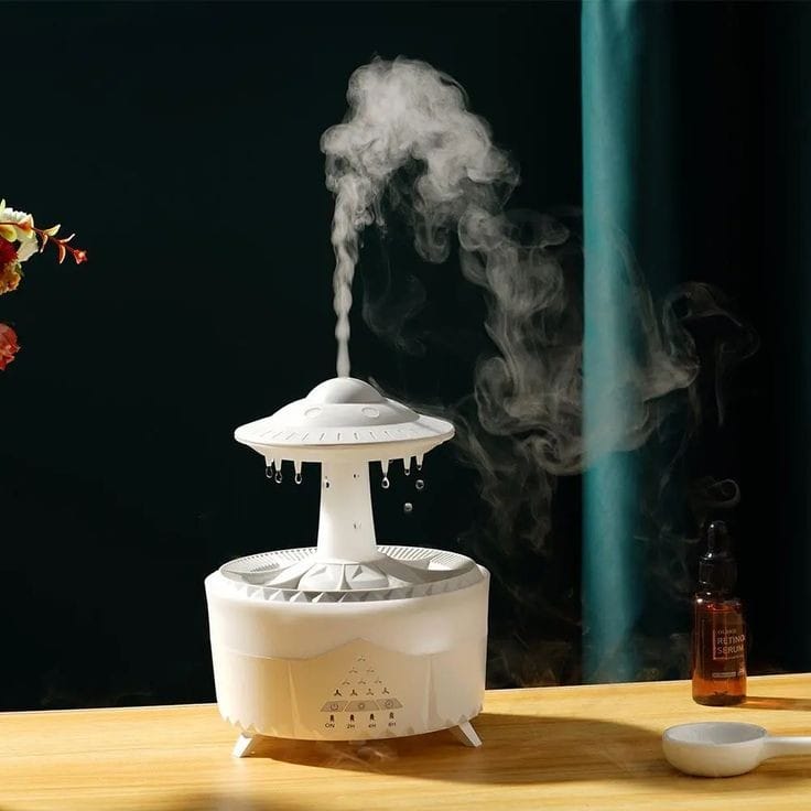Ultrasonic Glass Water Drop Humidifier with Wood Finish