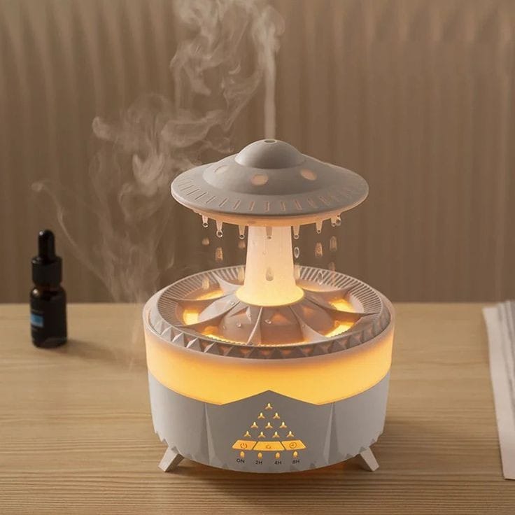 Ultrasonic Glass Water Drop Humidifier with Wood Finish