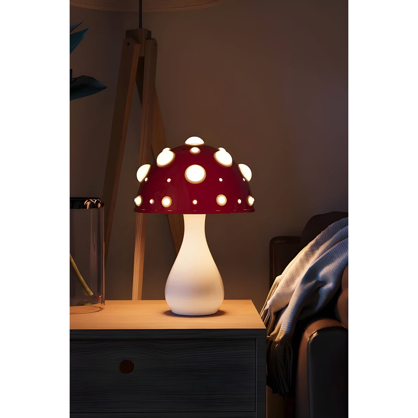 Mushroom Table Lamp with Warm LED Light
