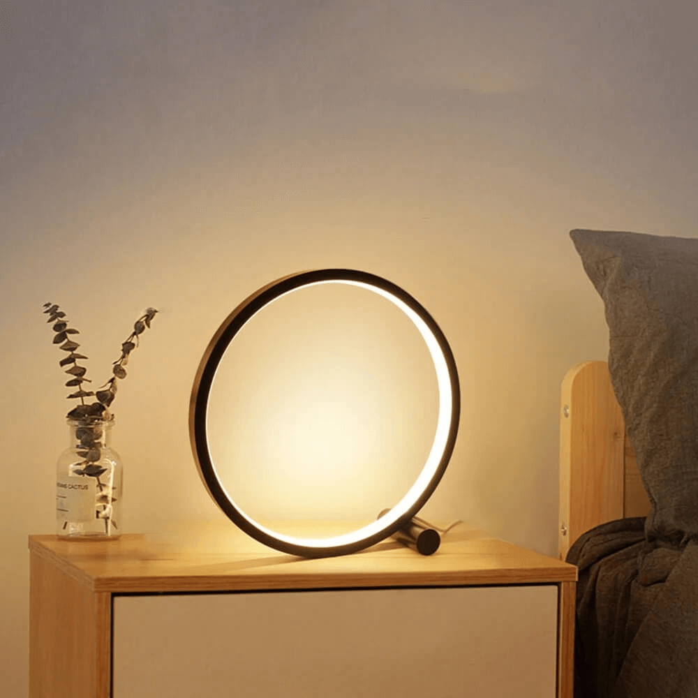 Dimmable Round LED Touch Table Lamp with Halo Design