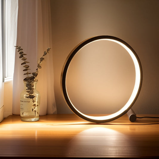 Dimmable Round LED Touch Table Lamp with Halo Design