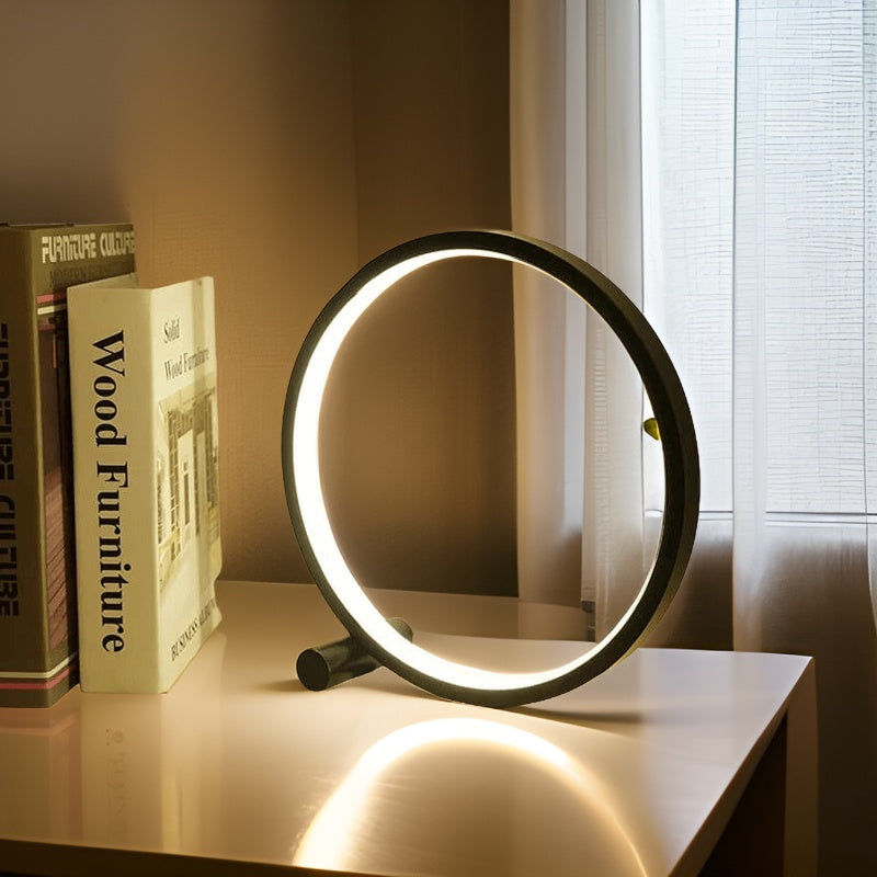 Dimmable Round LED Touch Table Lamp with Halo Design