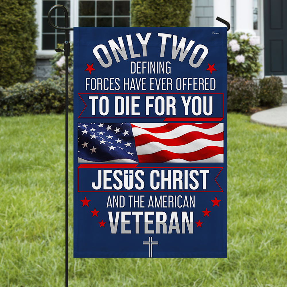 Veteran Flag with Jesus Christ Quote - Custom Double-Sided Canvas Flag