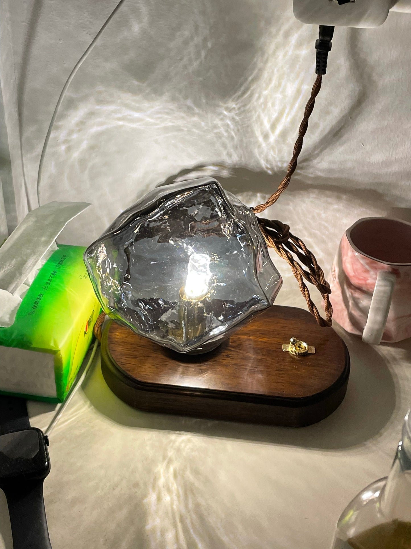 Cordless Wood Table Lamp with Motion Sensor