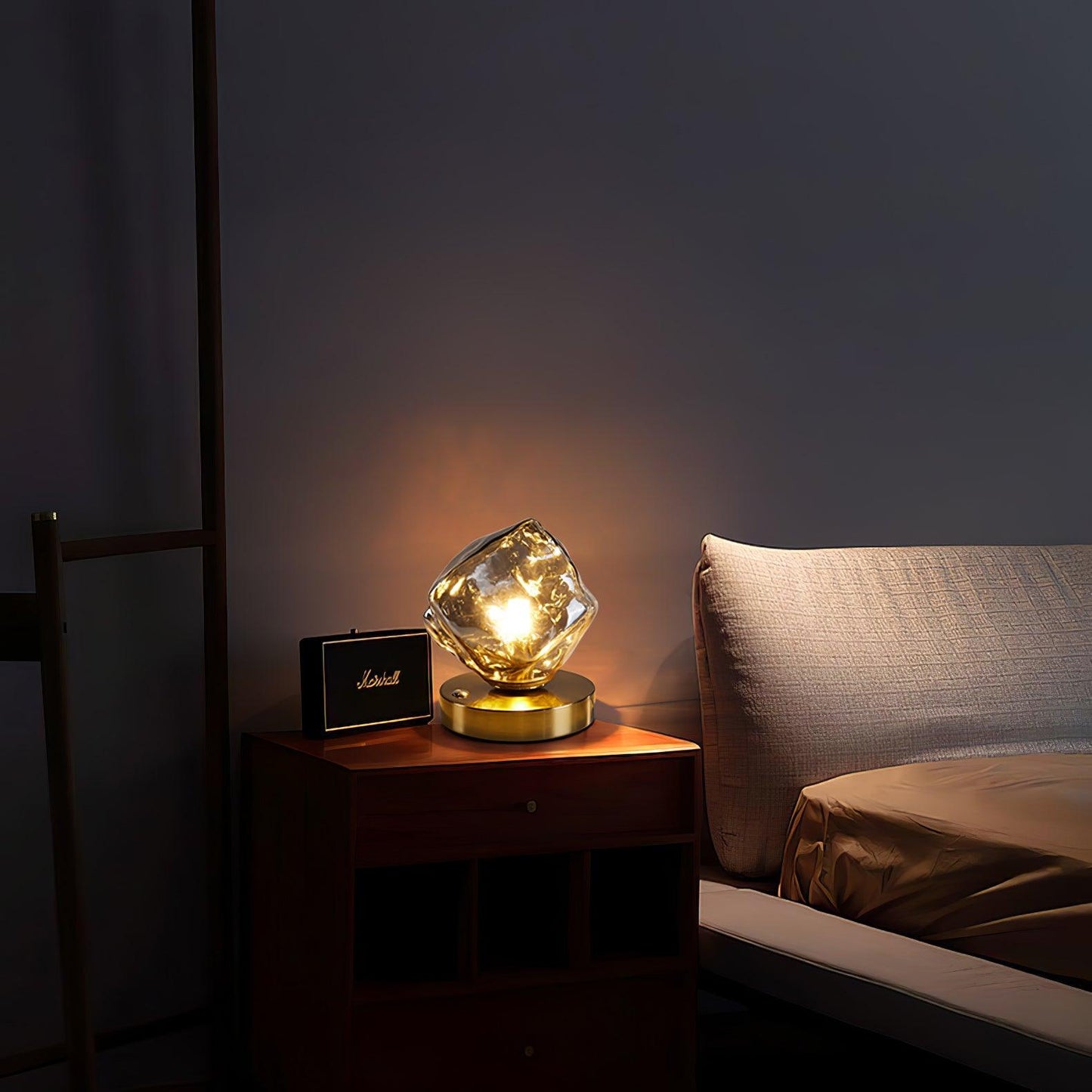 Cordless Wood Table Lamp with Motion Sensor