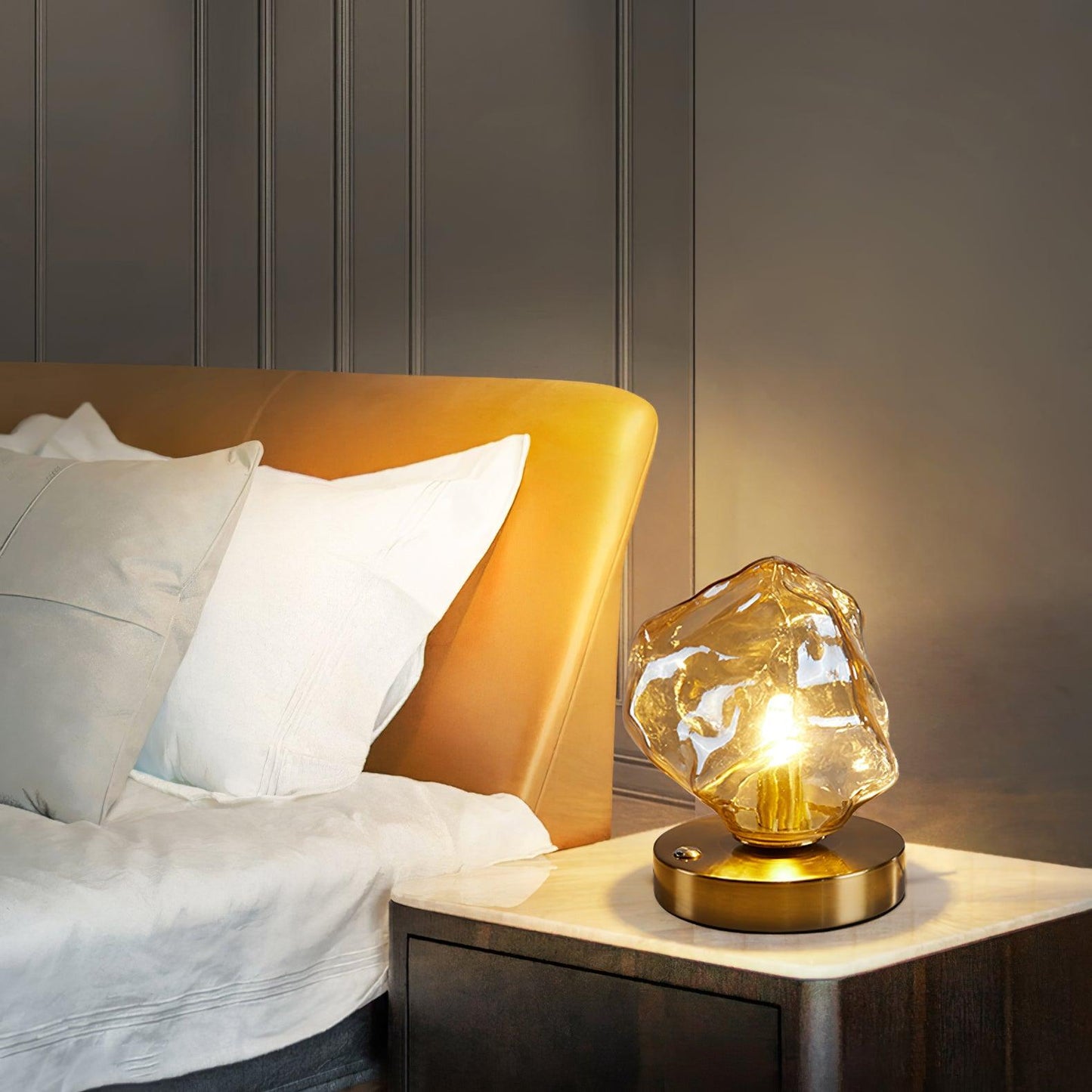 Cordless Wood Table Lamp with Motion Sensor