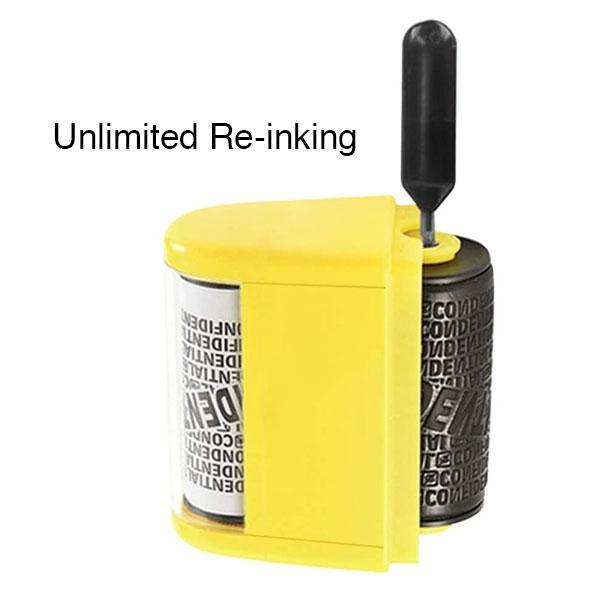 Identity Protection Privacy Roller Stamp with Refillable Ink