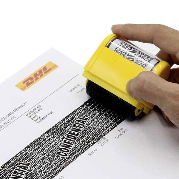 Identity Protection Privacy Roller Stamp with Refillable Ink