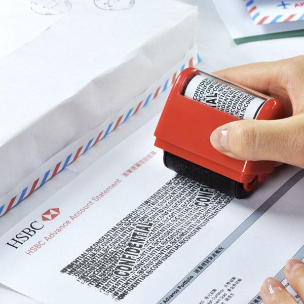 Identity Protection Privacy Roller Stamp with Refillable Ink
