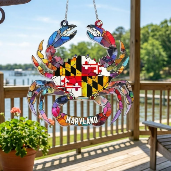 Maryland Flag Acrylic Hanging Sign - Customizable Home Decor