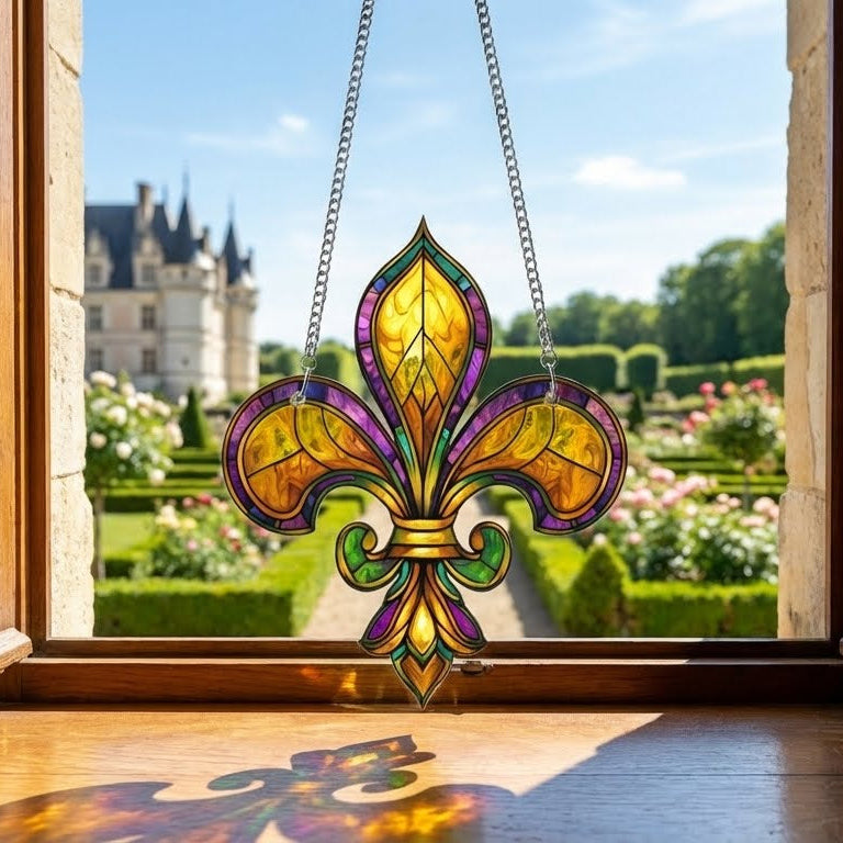 Fleur De Lis Acrylic Suncatcher for Mardi Gras Decor