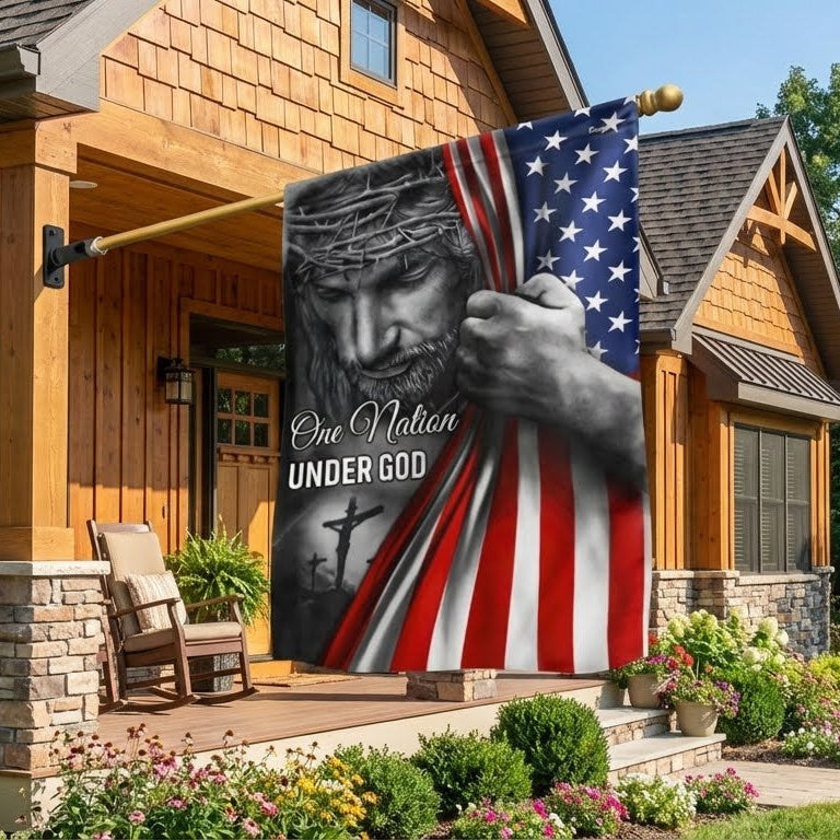 One Nation Under God Jesus Flag - Patriotic Outdoor Decor