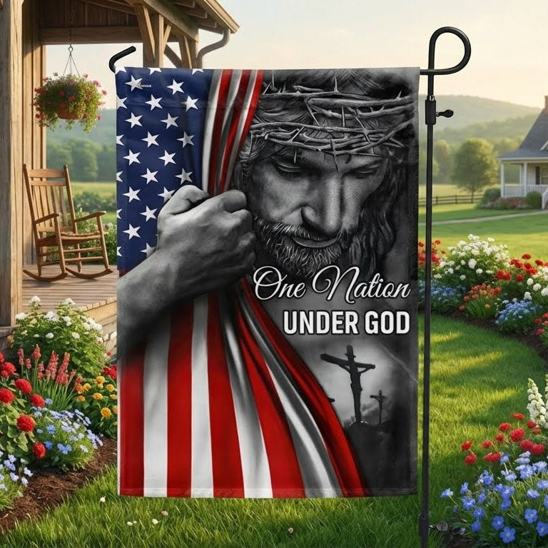 One Nation Under God Jesus Flag - Patriotic Outdoor Decor