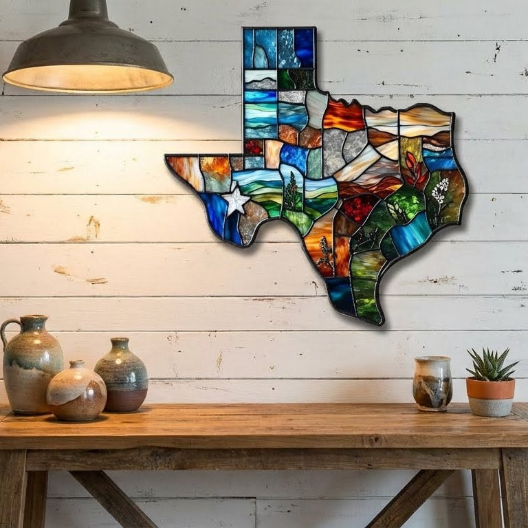 Texas Metal Map Wall Sign - Customizable Decor