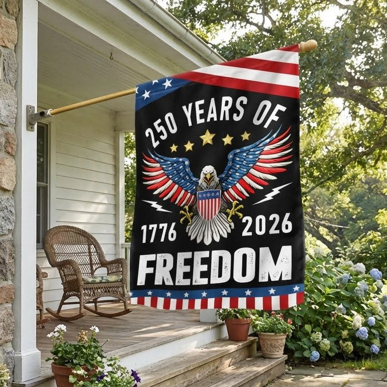 America 250th Anniversary Freedom Flag - Custom Printed Canvas, Double-Sided, UV Resistant