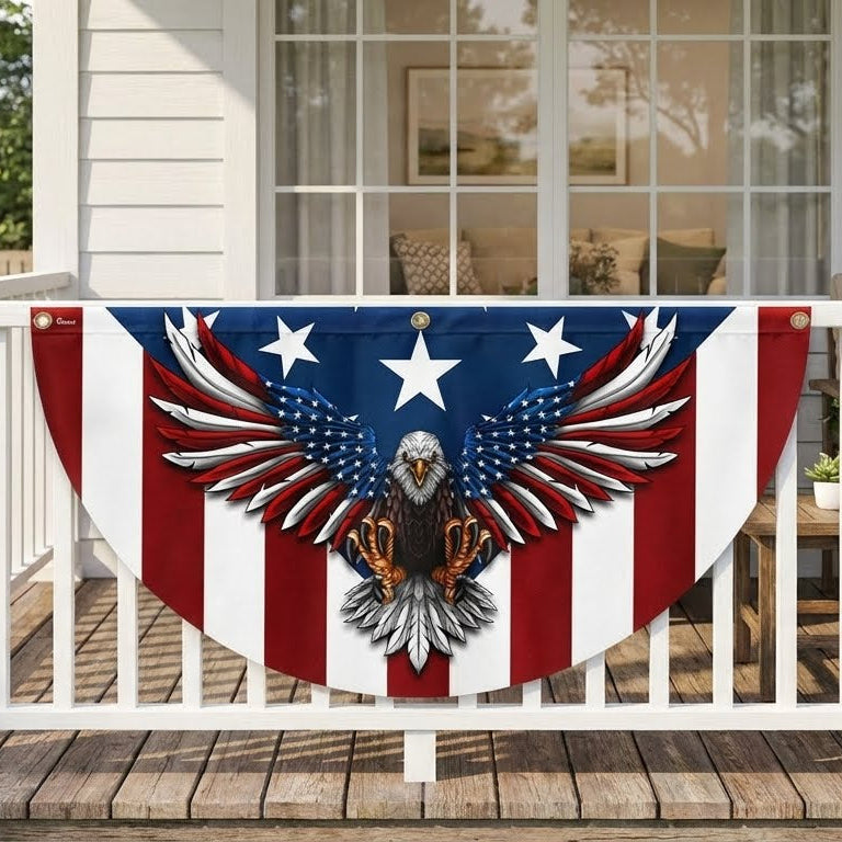 Patriotic Eagle Non-Pleated Fan Flag for Independence Day