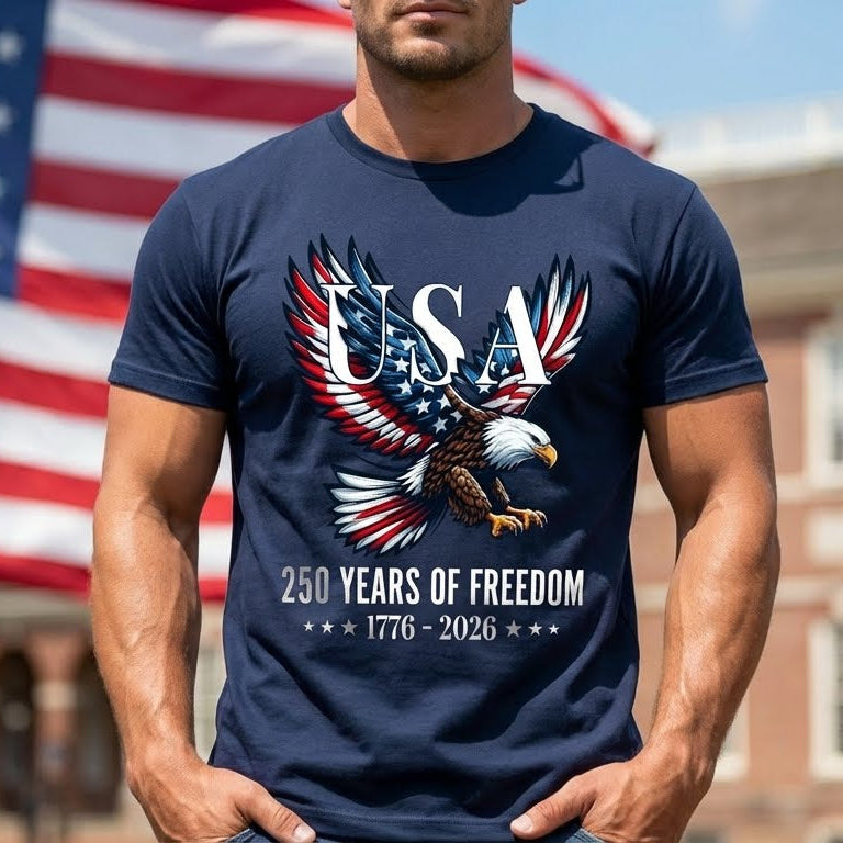 Bald Eagle Patriotic T-Shirt 250 Years of Freedom 1776-2026