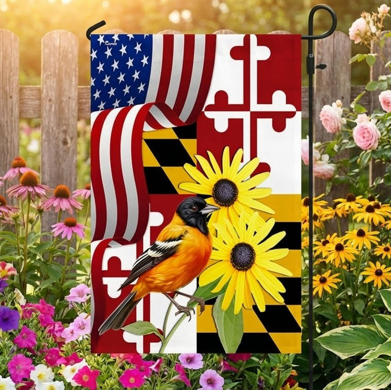 Maryland Black-eyed Susan and Baltimore Oriole Double-Sided Flag