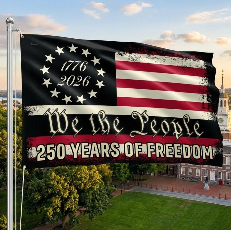 We the People 250 Grommet Flag - Double-Sided Canvas, Patriotic Design