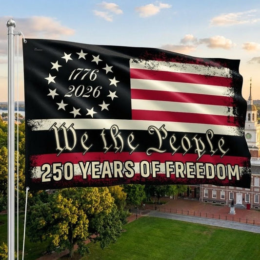 We the People 250 Grommet Flag - Double-Sided Canvas, Patriotic Design