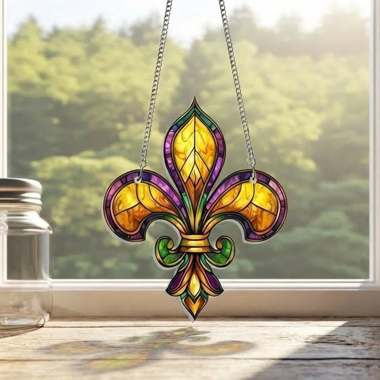 Fleur De Lis Acrylic Suncatcher for Mardi Gras Decor