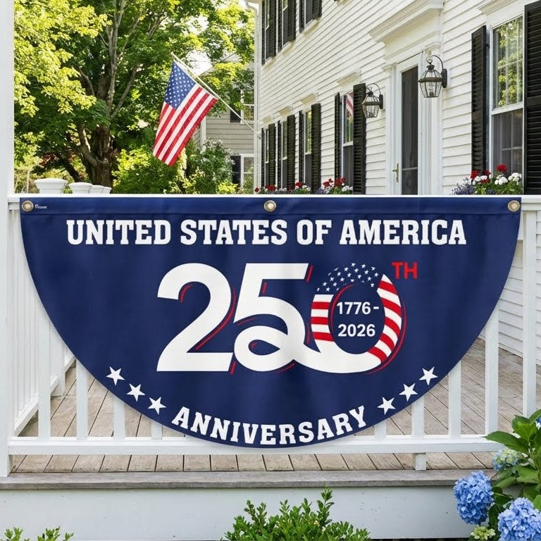 1776 2026 Patriotic Fan Flag - Double-Sided Canvas Decoration