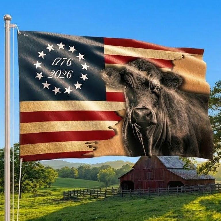 Black Angus Cattle Grommet Flag for Farm Life