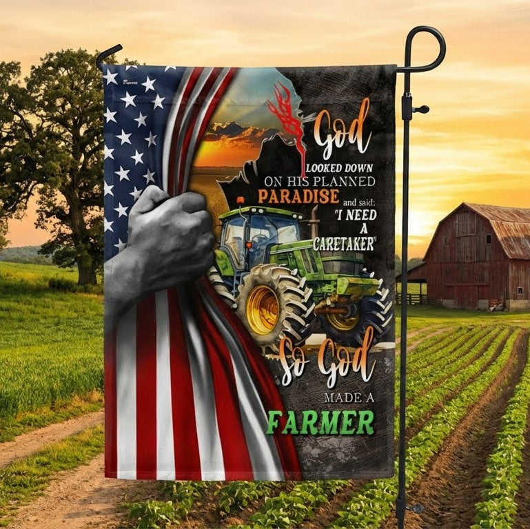 Double-Sided Farmer Life Flag - God Said I Need A Caretaker