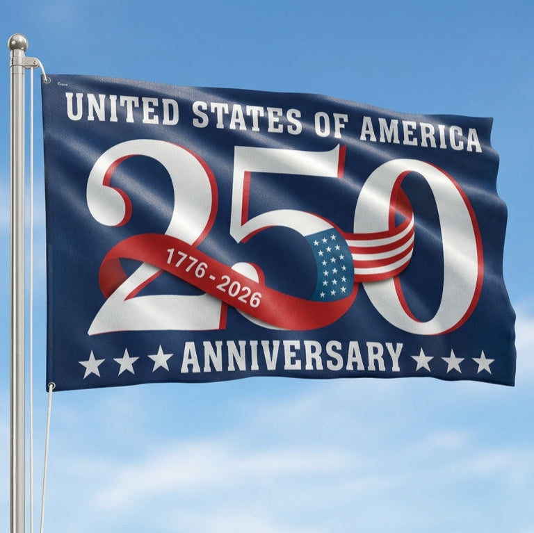250th Anniversary Patriotic Grommet Flag - Canvas, Double-Sided, 3 Sizes