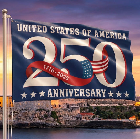 250th Anniversary Patriotic Grommet Flag - Canvas, Double-Sided, 3 Sizes