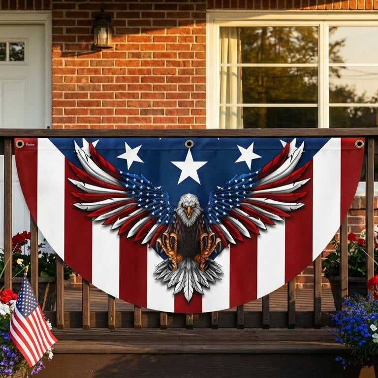 Patriotic Eagle Non-Pleated Fan Flag for Independence Day