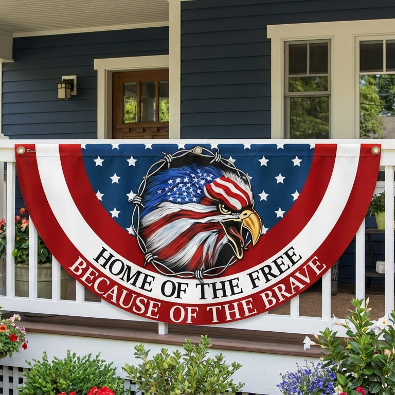 Patriotic Bunting Flag with Eagle Design - Double-Sided Canvas Flag