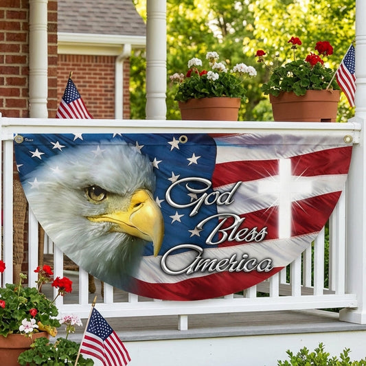 Patriotic Eagle God Bless America Non-Pleated Fan Flag
