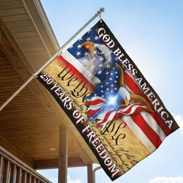 250 Years of Freedom God Bless America Grommet Flag