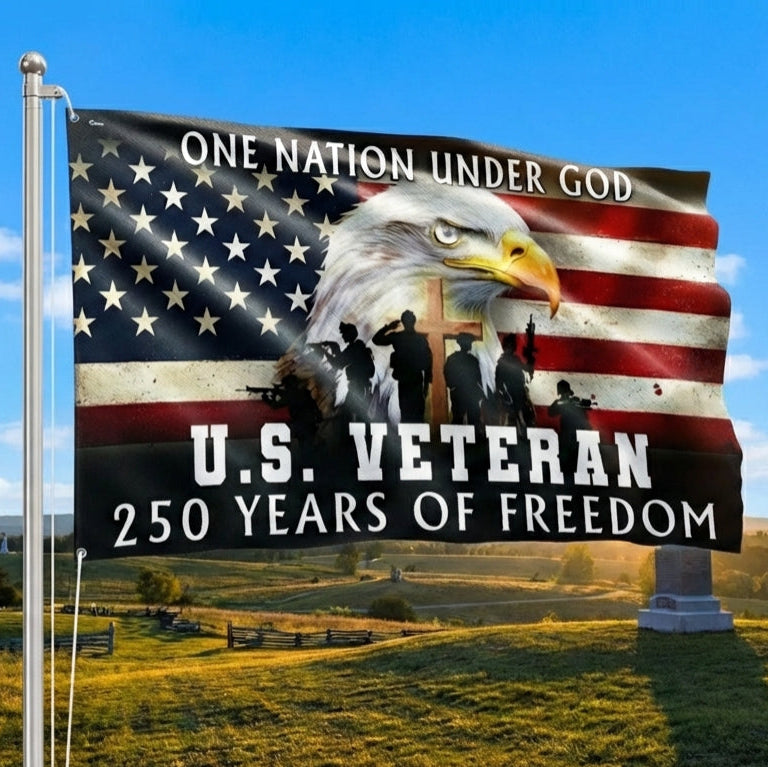 250th Anniversary US Flag with Grommets, Semiquincentennial 1776-2026, Double-Sided Canvas