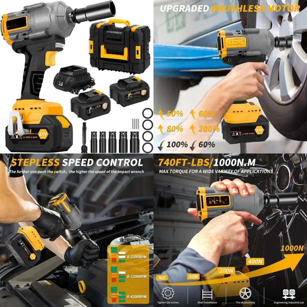 Cordless High Torque Brushless Impact Wrench with LED Light